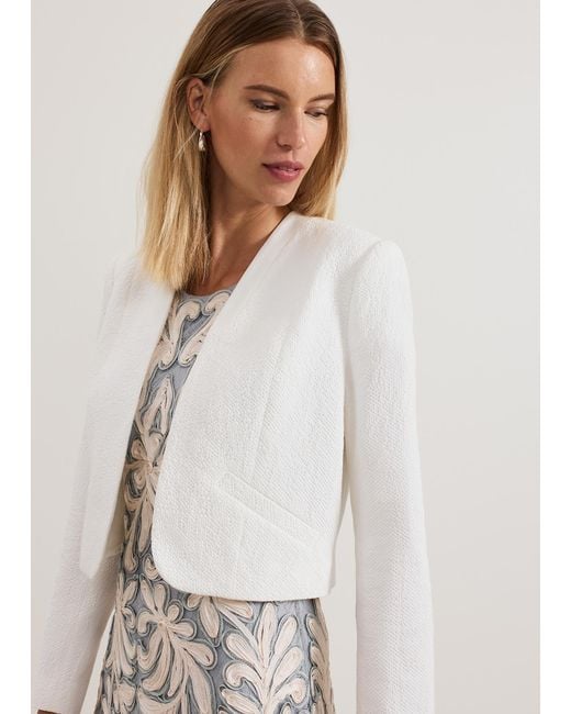 Phase Eight White Olivia Textured Short Jacket