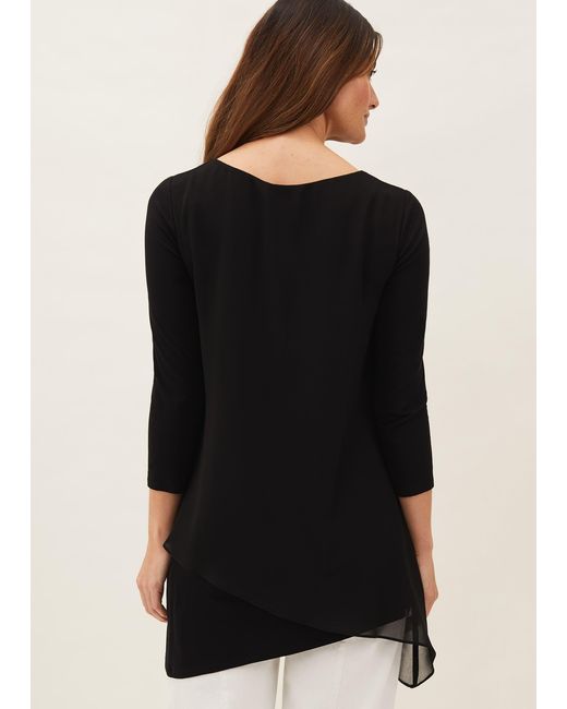 Phase Eight Black Mika Ruched Longline Top