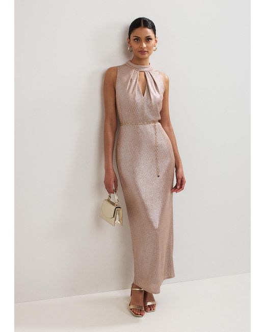 Phase Eight Natural Libby Metallic Jersey Maxi Dress