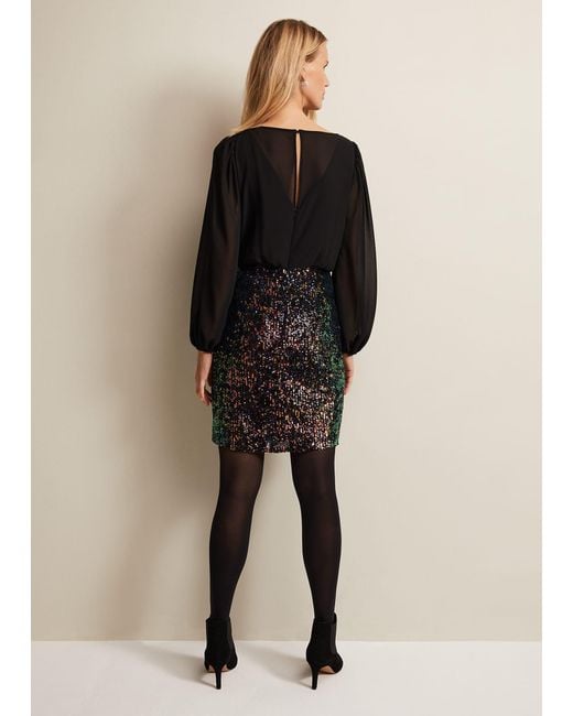 Phase Eight Black 's Dani Floral Pleated Midi Dress