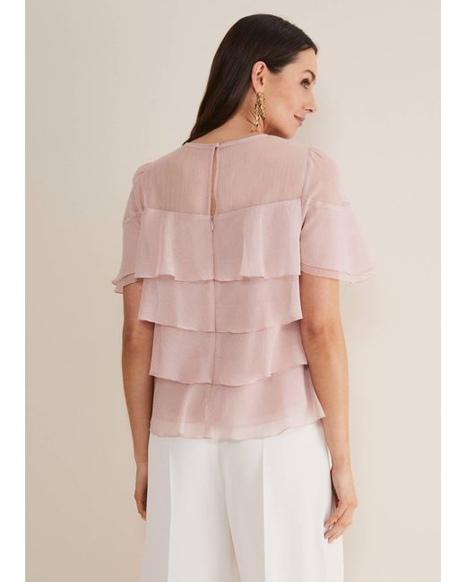 Phase Eight Natural Stacey Ruffle Blouse