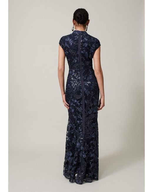 Phase Eight Blue Sofia Embroidered Sequin Dress