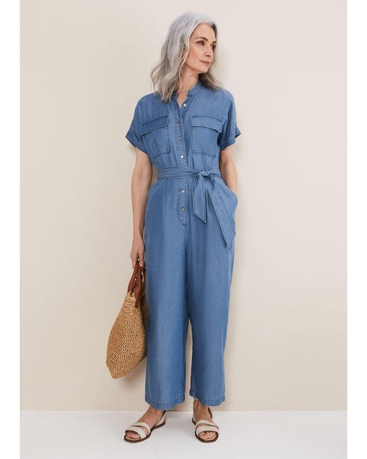 Phase Eight Blue Lyla Wide Leg Jumpsuit