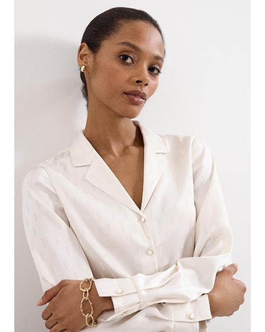 Phase Eight White Vega Jacquard Long Sleeve Shirt