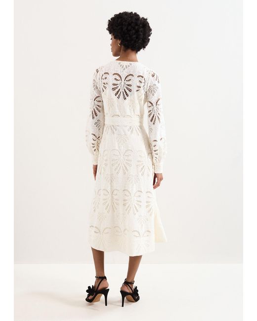 Phase Eight Natural Inara Lace Midi Dress