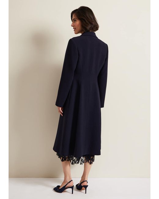 Phase Eight Blue Juliette Crepe Coat