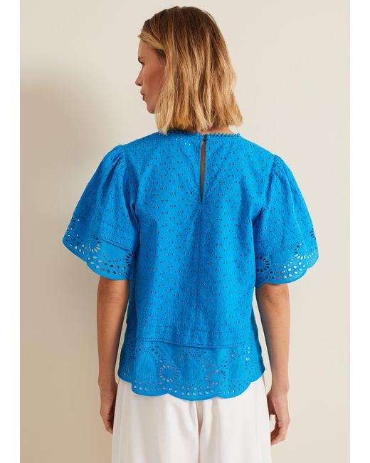 Phase Eight Blue 's Sage Broderie Top