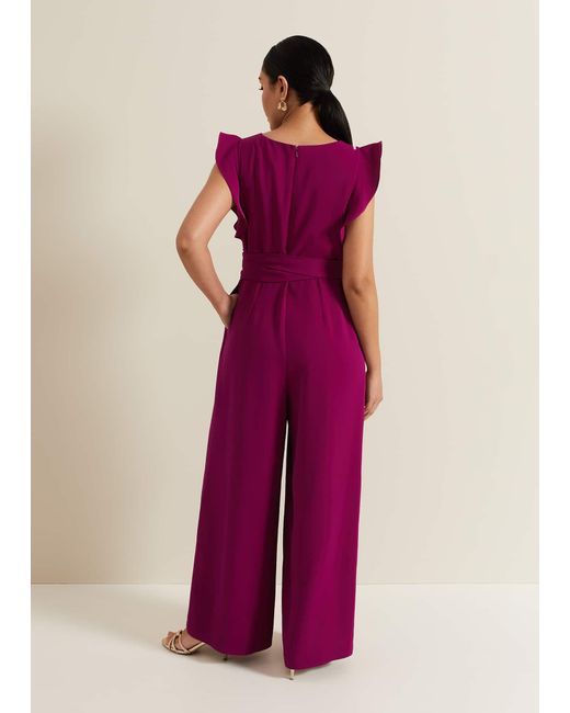 Phase Eight Purple Petite Ayla Ruffle Jumpsuit