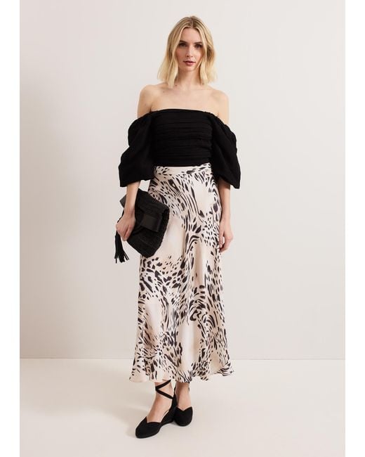 Phase Eight Natural Orla Animal Printed Skirt