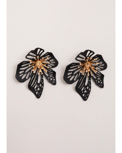 Phase Eight Black Large Flower Earrings