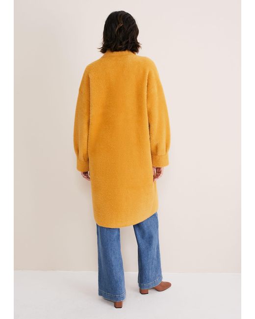 Phase Eight Orange Maddie Balloon Sleeve Fluffy Knit Coat