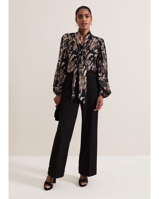 Phase Eight Black Tessa Floral Filcoupe Blouse