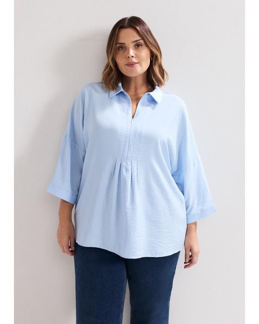 Phase Eight White Cynthia Pleat Zip Front Shirt