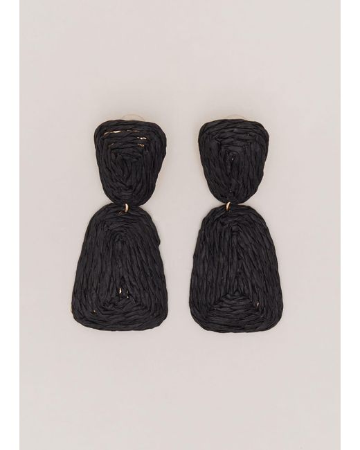 Phase Eight 's Black Raffia Square Drop Earrings