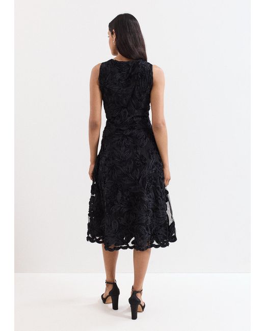 Phase Eight Black Paloma Tapework Midi Dress