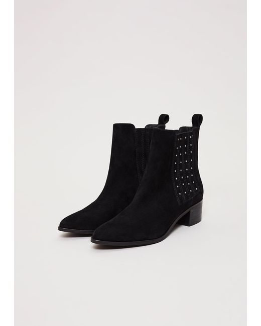 Phase Eight White Suede Studded Ankle Boot