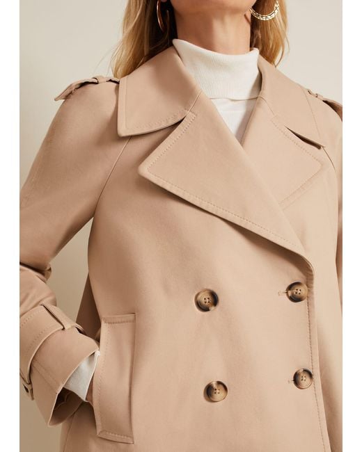 Phase Eight Natural 's Lola Camel Cropped Trench Jacket
