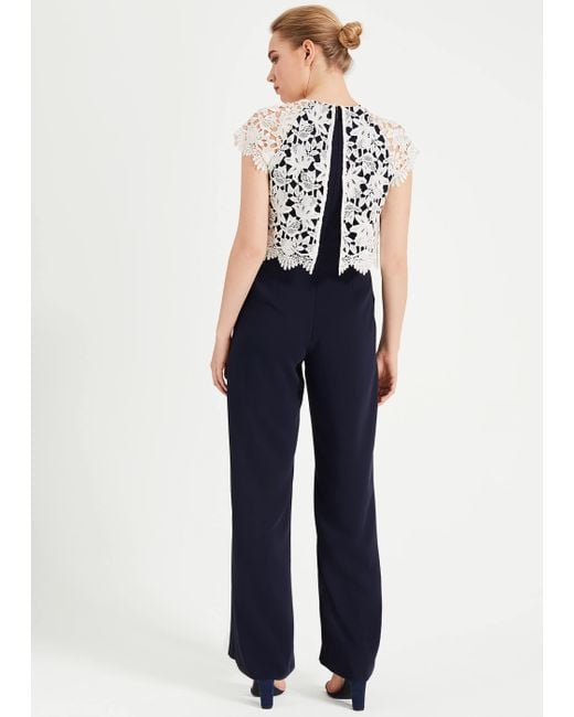 Womens Clothing Jumpsuits and rompers Full-length jumpsuits and rompers Phase Eight s Cortine Lace Jumpsuit in Navy Blue 