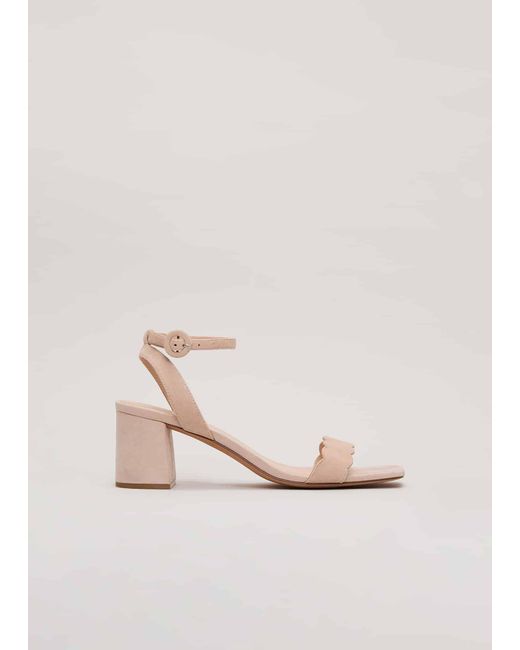 Phase Eight Natural Suede Scallop Block Heel