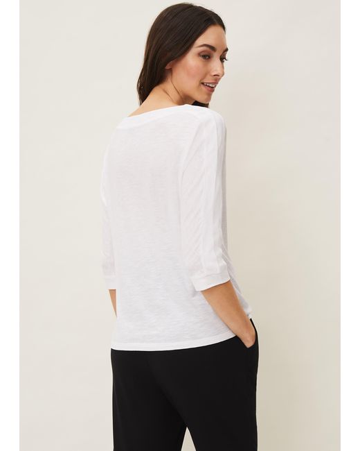 Phase Eight White Belle Round Neck Top