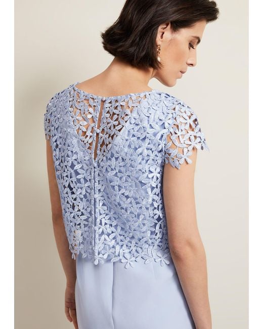 Phase Eight Blue 's Daisy Lace Double Layer Dress