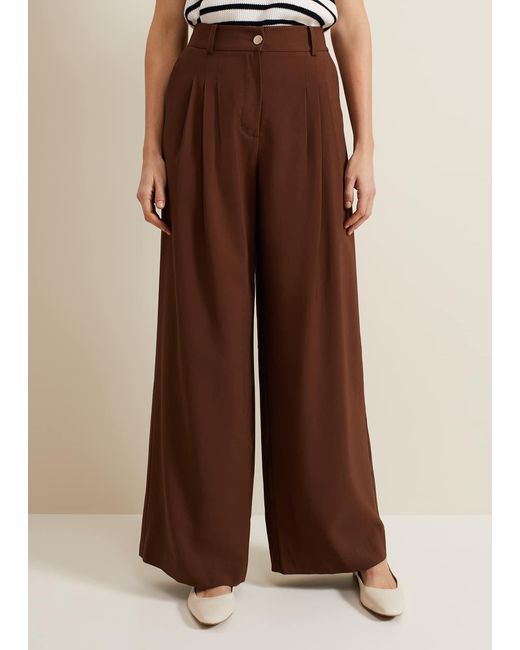 Phase Eight Natural 's Indiyah Pleated Wide Leg Trousers