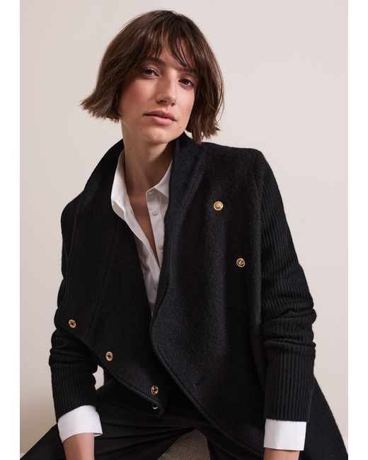 Phase Eight s Lea Popper Knit Coat in Blue Lyst UK