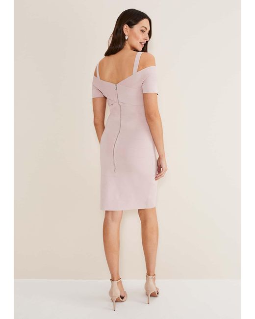 Phase Eight Natural Zella Knitted Bandage Dress