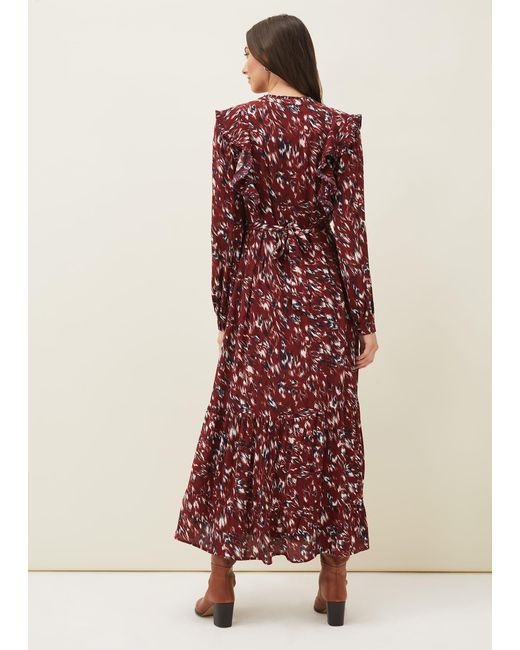 Phase Eight Red Helen Abstract Feather Print Midaxi Dress