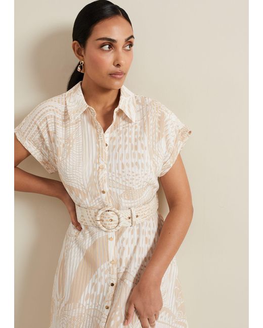 Phase Eight Natural 's Mandi Abstract Stripe Shirt Dress