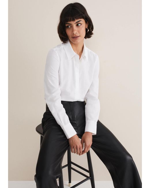 Phase Eight 's White Cotton Fitted Shirt