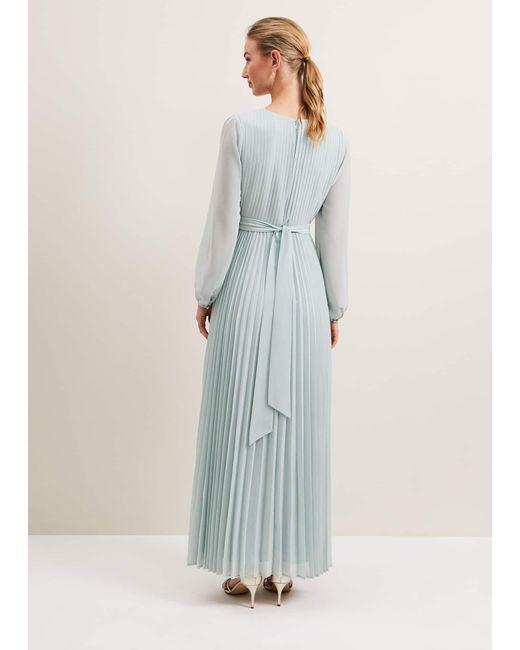 Phase Eight Blue Alecia Pleat Maxi Dress
