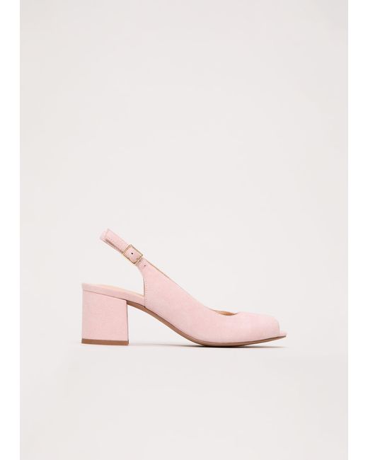 Phase Eight Pink Suede Peeptoe Block Heel Shoes