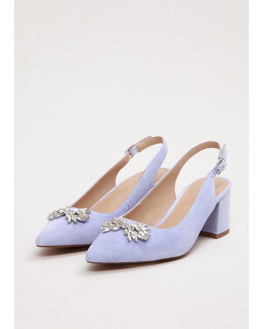 Phase Eight Blue Sparkle Slingback Block Heel Shoes