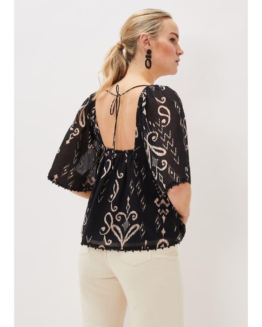 Phase Eight Black Malaya Ikat Print Blouse