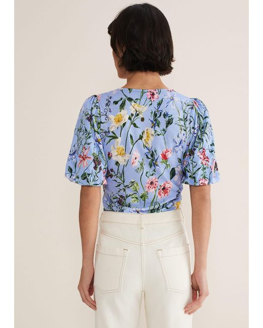 Phase Eight Blue Donda Floral Ruched Top