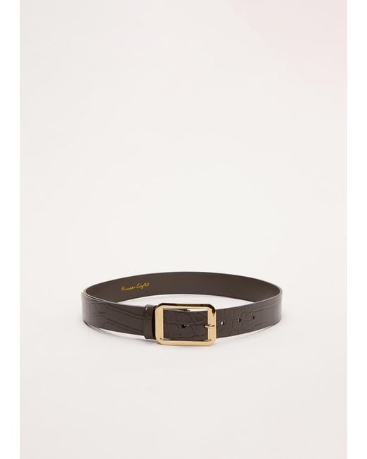 Phase Eight White Leather Mock Croc Waist Belt