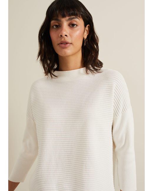 Phase Eight White Elise Ripple Jumper