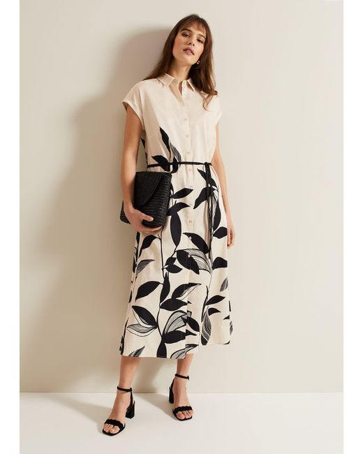 Phase Eight Natural 's Felicity Leaf Midi Dress
