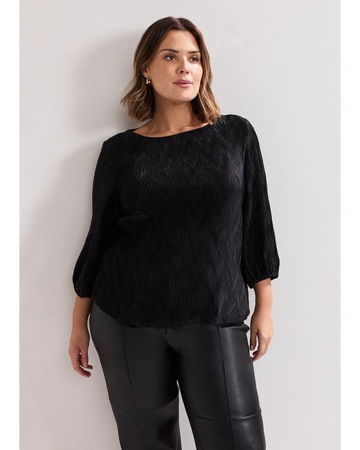 Phase Eight Black Sally Wave Textured Top