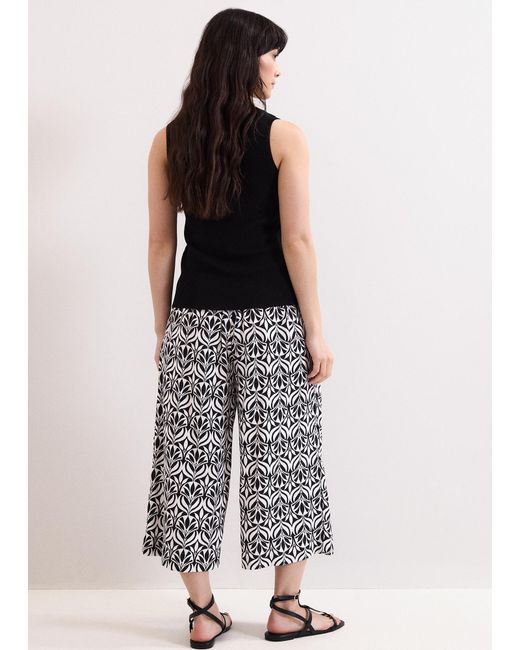 Phase Eight Black Josie Printed Crop Trousers