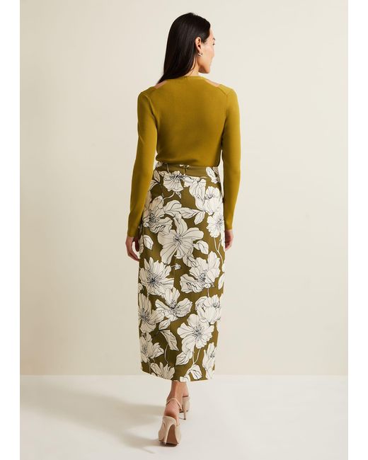 Phase Eight Metallic Amalia Floral Midi Skirt