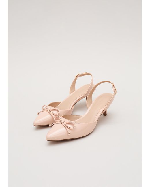 Phase Eight Natural Bow Front Kitten Heel Shoes