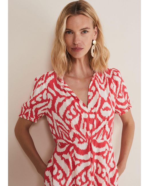 Phase Eight Red 's Rolanda Printed Playsuit