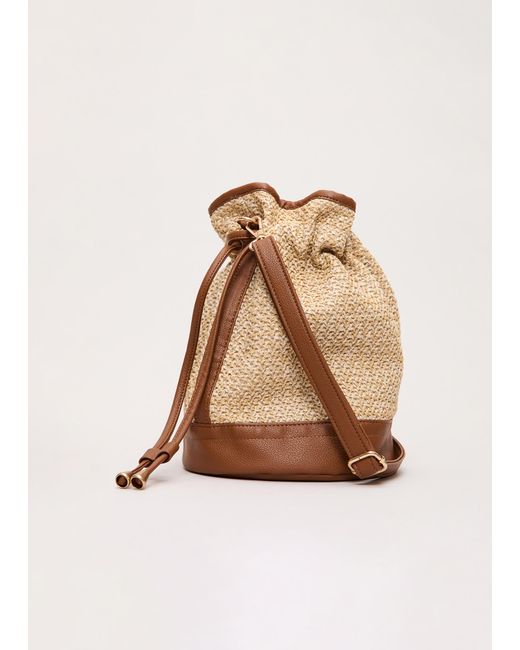 Phase Eight Natural Straw Bucket Bag