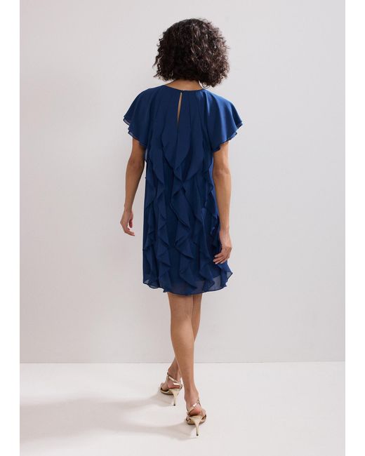 Phase Eight Blue Claudette Frill Mini Dress