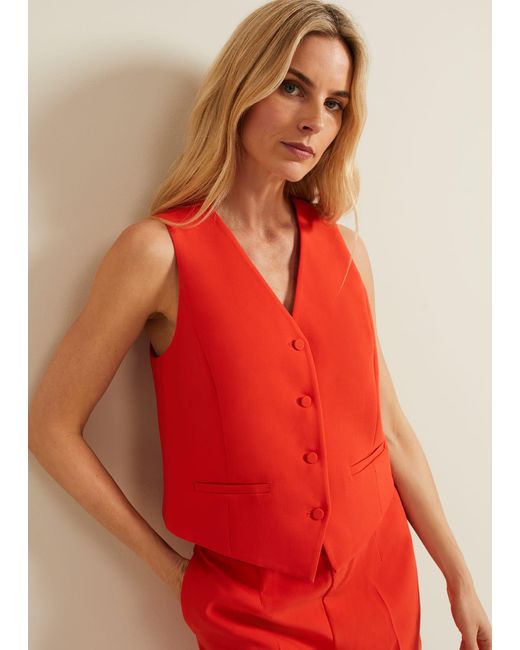 Phase Eight Red Aubrina Waistcoat