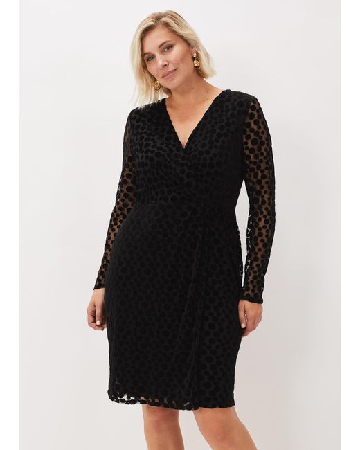 Phase Eight Black Sassy Spot Velvet Dress