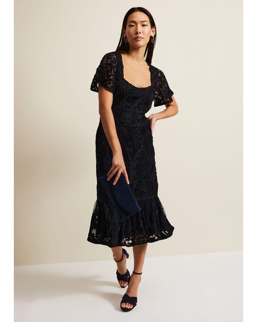 Phase Eight Natural Matilda Tapework Midi Dress
