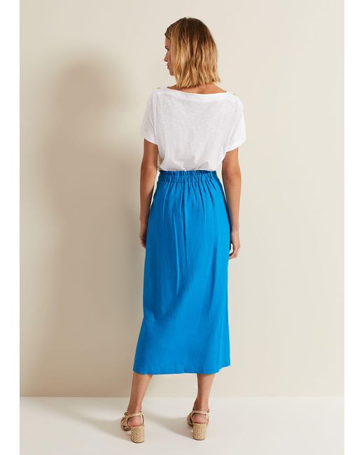 Phase Eight Blue Hayden Linen Wrap Skirt